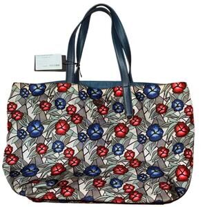 NWT Furla Toni Marmo Floral Tote Italian Designer Canvas/Leather w/ Pouch